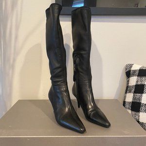 Prada Black Leather Tall Boot (Size 37.5)